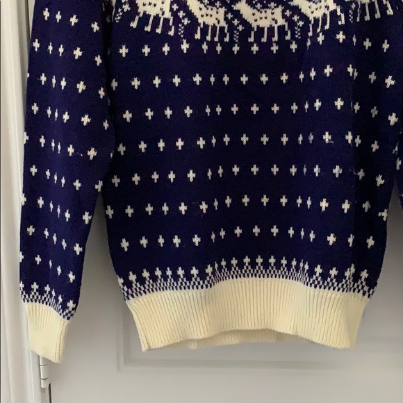 π’ Ugly Christmas Reindeer Moose Sweater M Blue cream - Picture 3 of 5